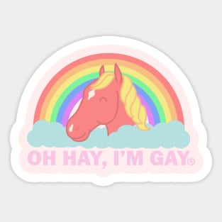 Oh Hay Im Gay - Vintage Punny LGBTQ+ Pride Horse Sticker